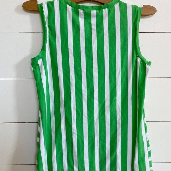 Susan Graver Weekend Green and White Asymmetrical Striped Tank Top S - Picture 4 of 12